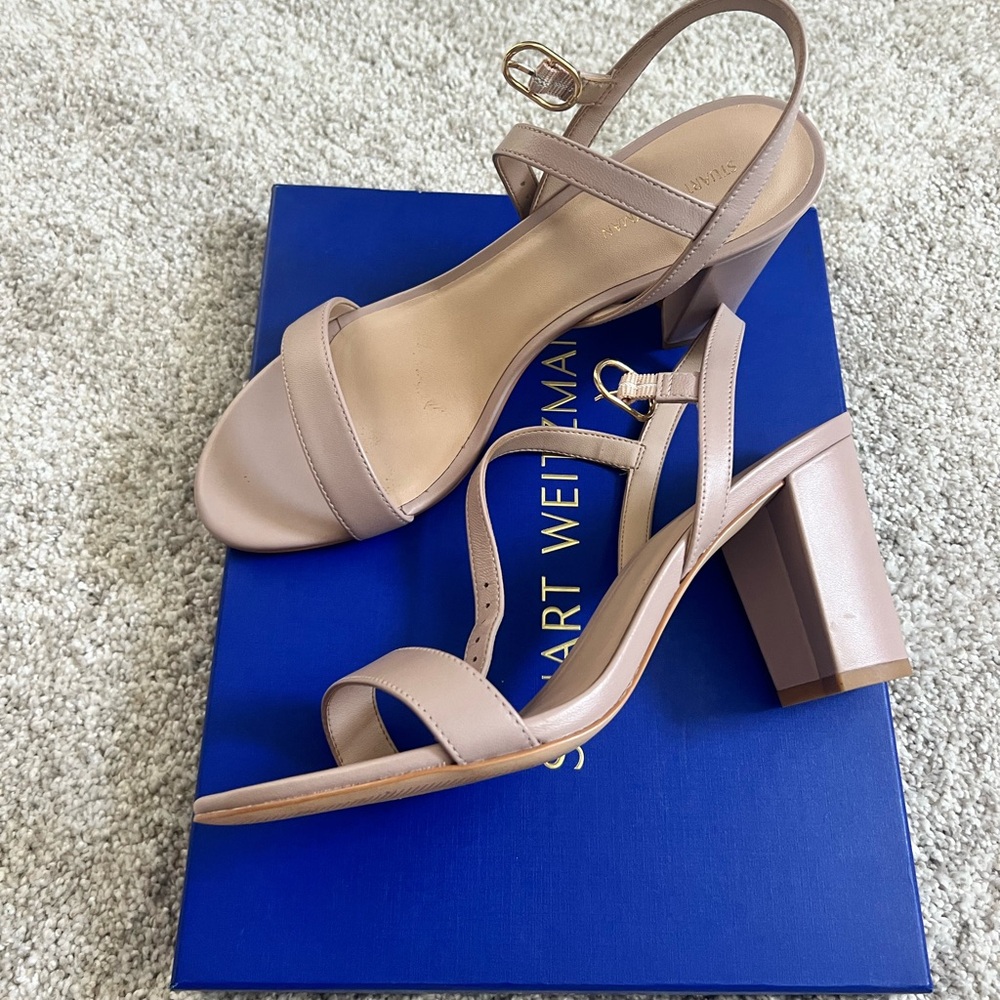 Stuart Weitzman Women's Beige Block Heels